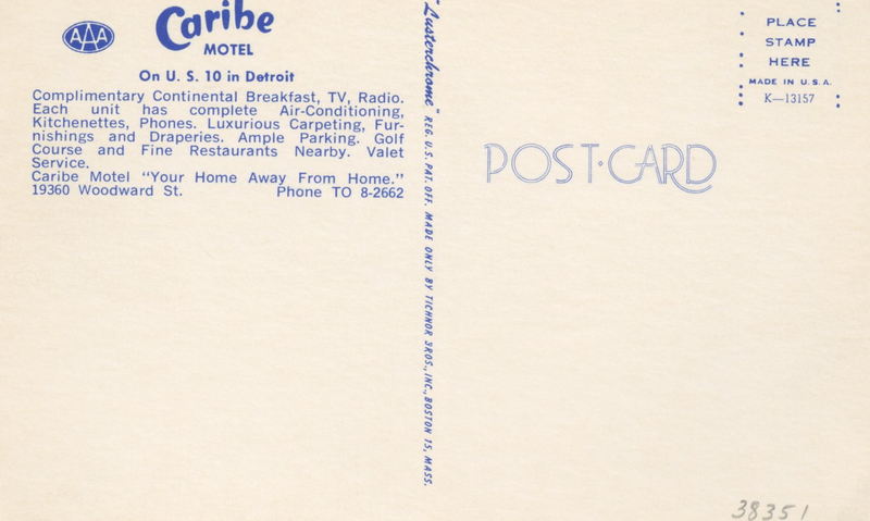 Caribe Motel - Old Post Card